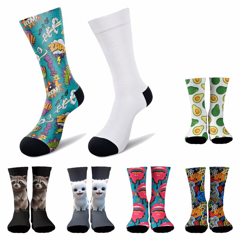 MOQ 20prs Custom Full-Color Crew Socks