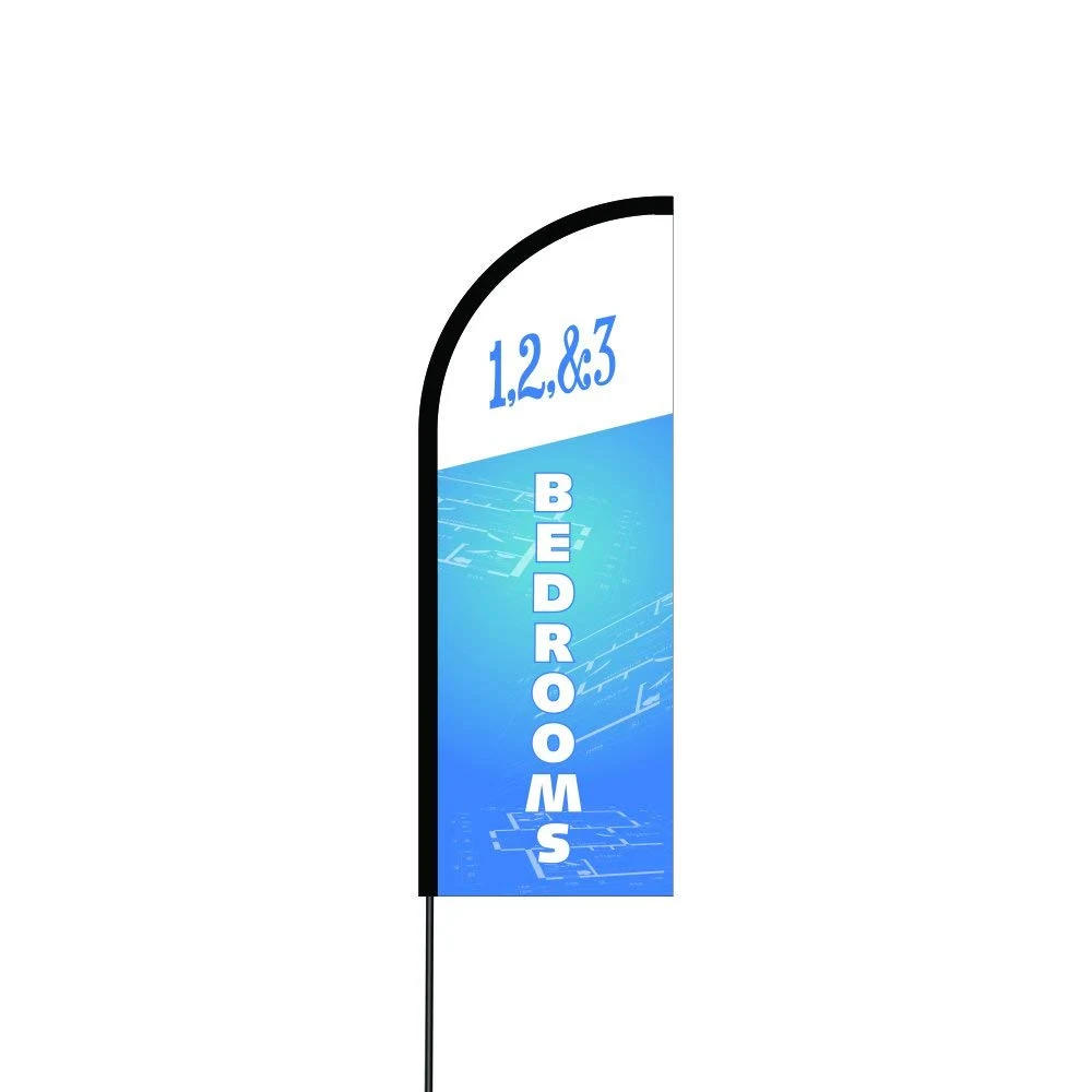 123 Bedrooms Flag Kit Hardware 17' Feet Feather Flag Sign Outdoor Banner 1