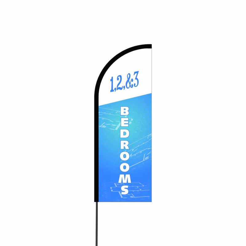 123 Bedrooms Flag Kit Hardware 17' Feet Feather Flag Sign Outdoor Banner