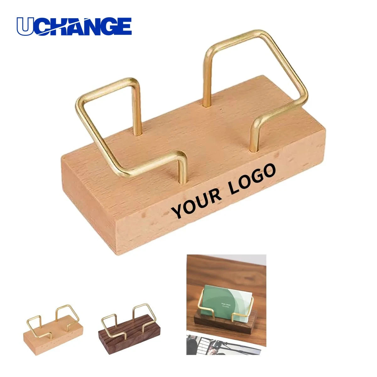 Wood Business Card Holder Stand with Custom Branding 1