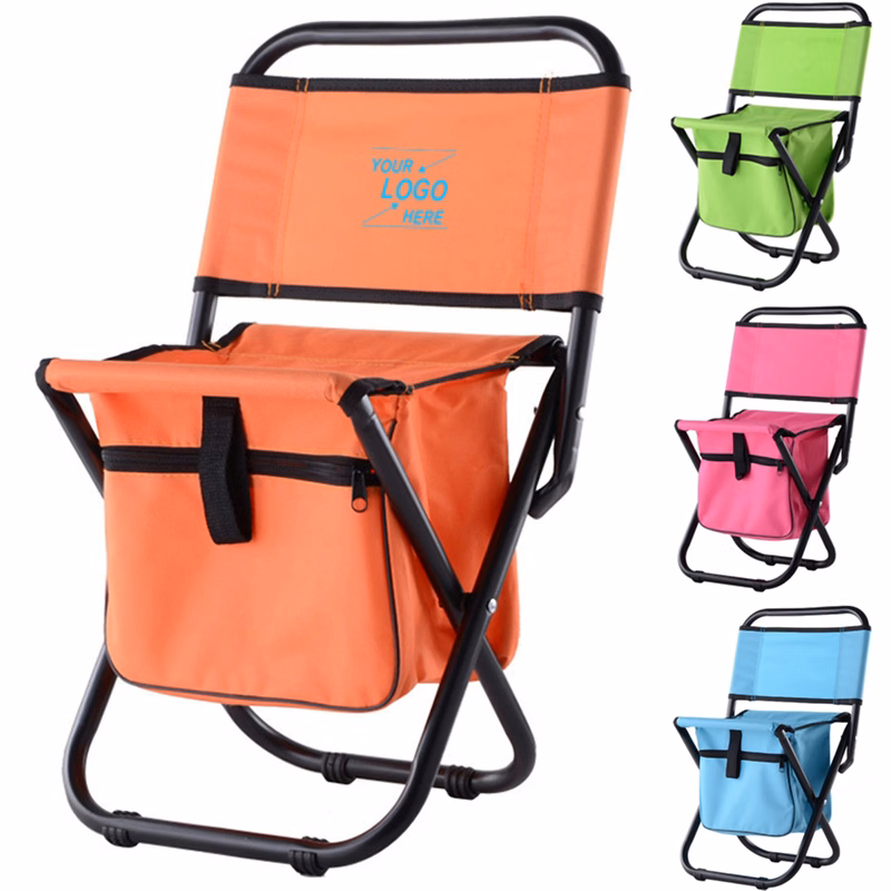 Portable Folding Camping Chair w/Insulated Cooler Bag