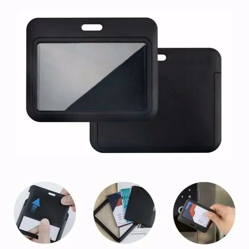 Horizontal Plastic ID Card Badge Holder