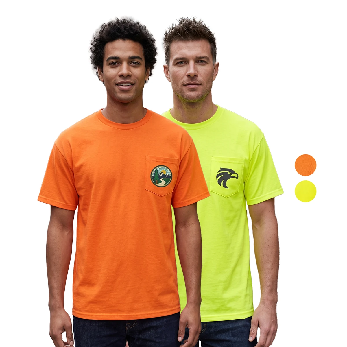Non-ANSI Hi Viz Poly-Cotton Knitted Safety T-Shirt W/ Pocket 1