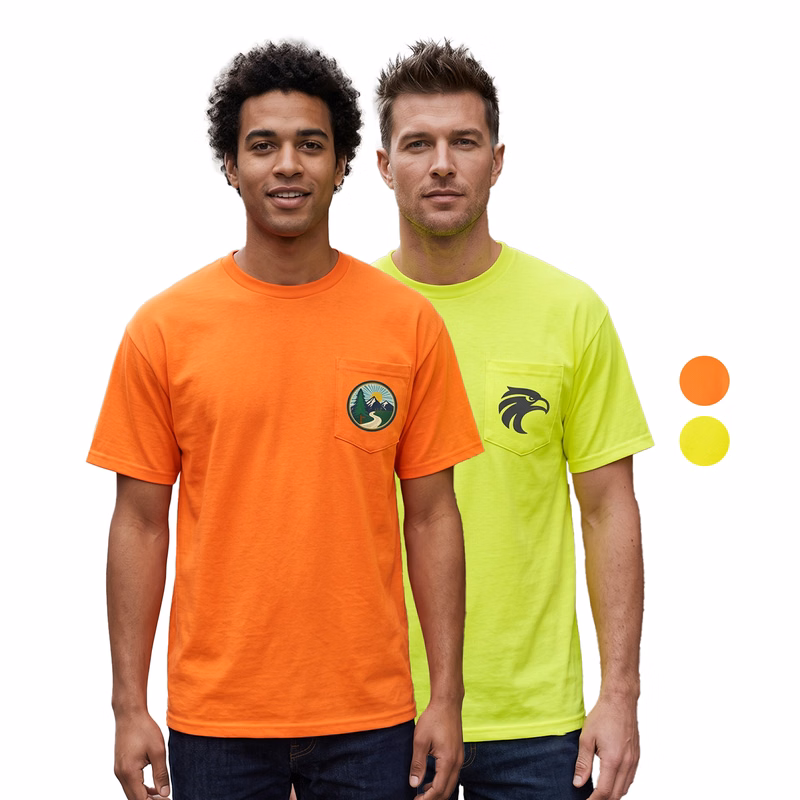 Non-ANSI Hi Viz Poly-Cotton Knitted Safety T-Shirt W/ Pocket