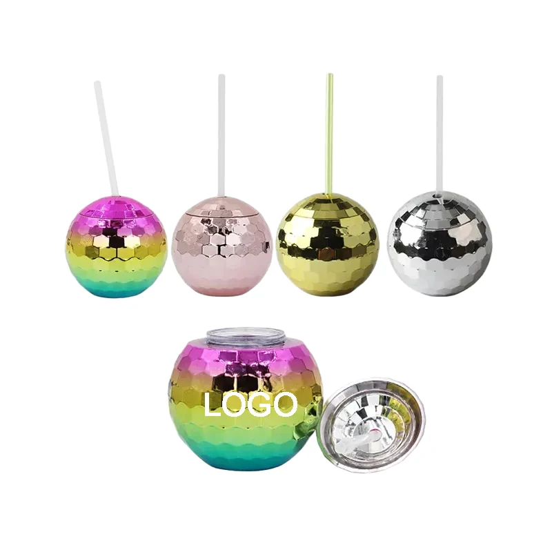 Disco Ball Cups W/ Lid Straw 1
