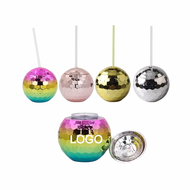 Disco Ball Cups W/ Lid Straw