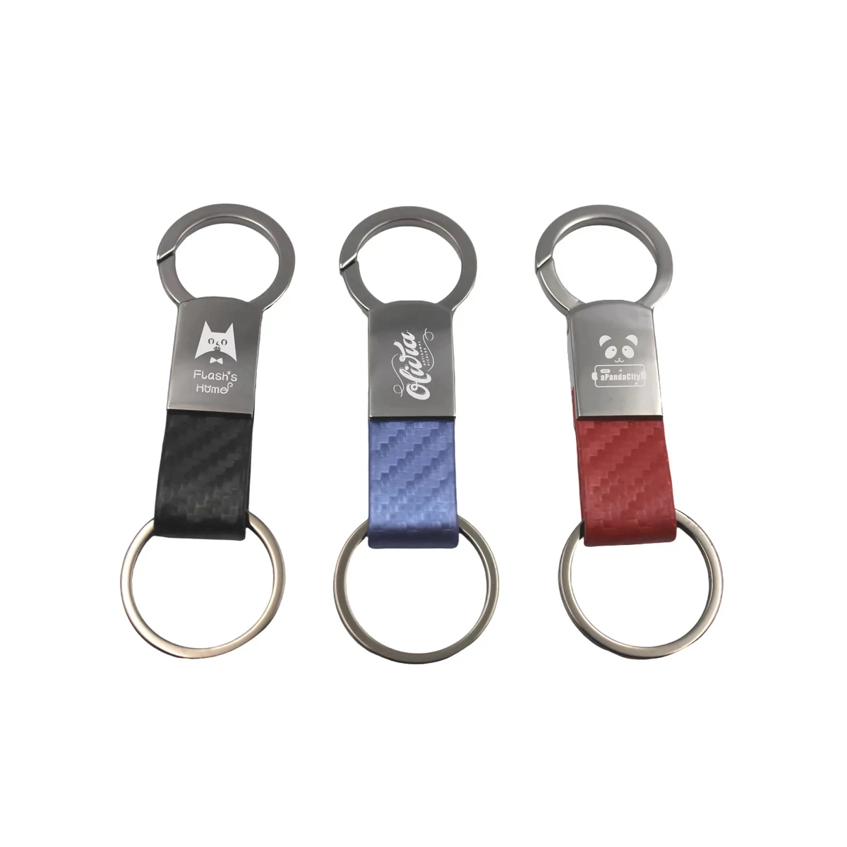 Gunmetal Faux Fiber Leather Clip-On Key Chain 1