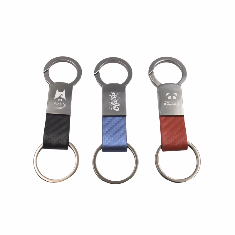 Gunmetal Faux Fiber Leather Clip-On Key Chain