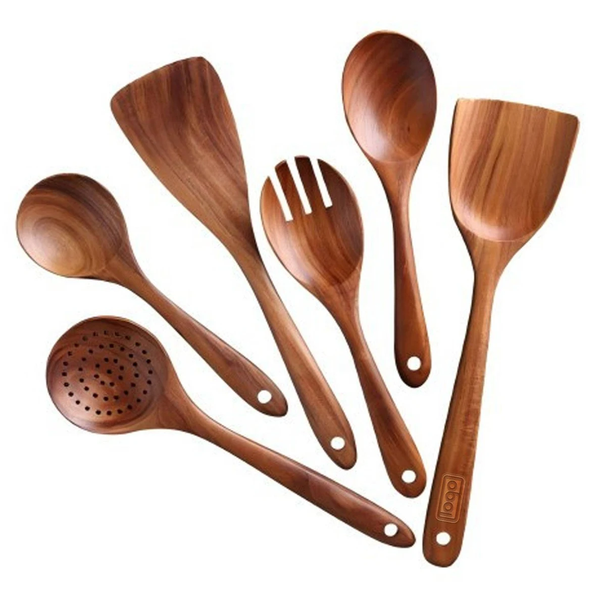 Kitchen 6-Piece Wooden Spoon Skimmer Turner Set 1