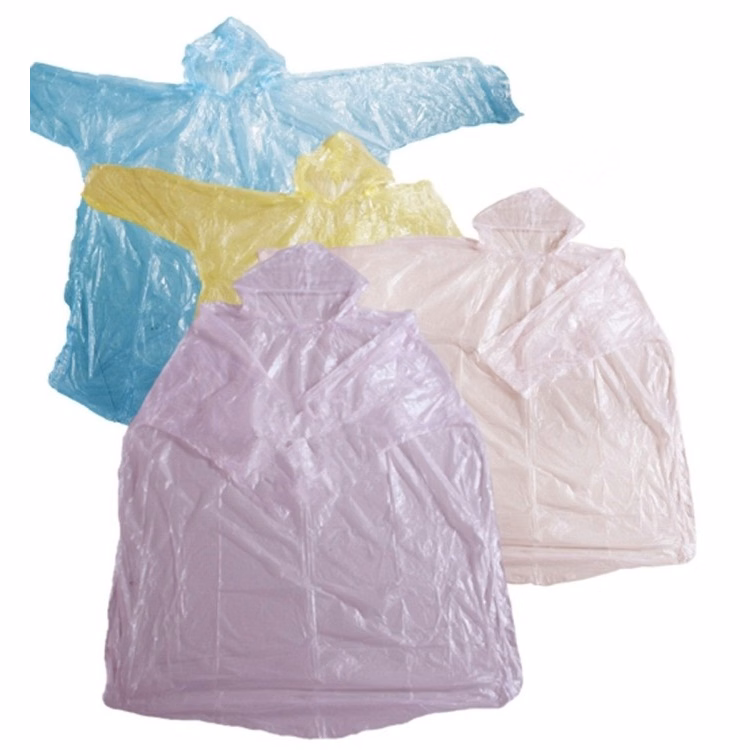 Disposable Plastic Raincoat/ Hooded Poncho