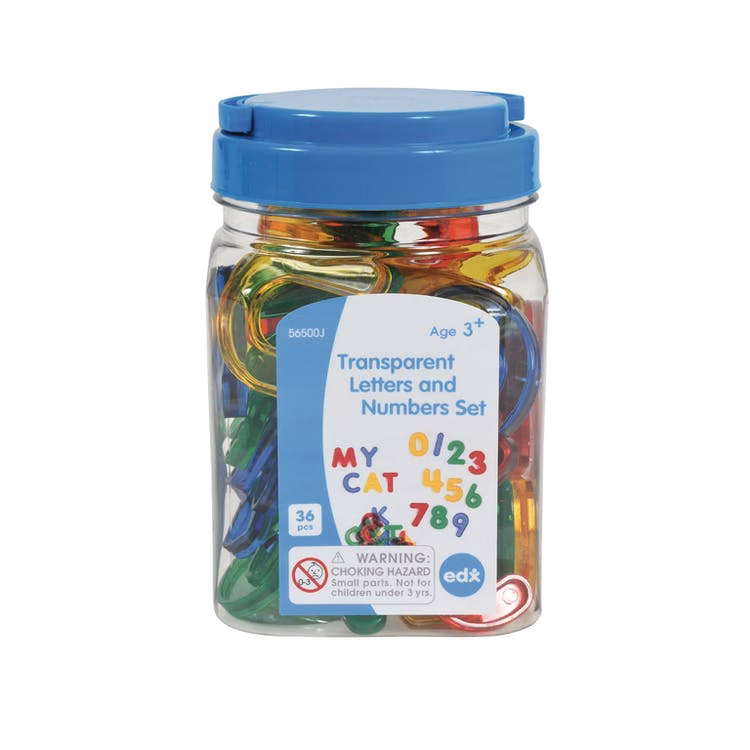 Transparent Letters & Number Set - Mini Jar 36 Pack