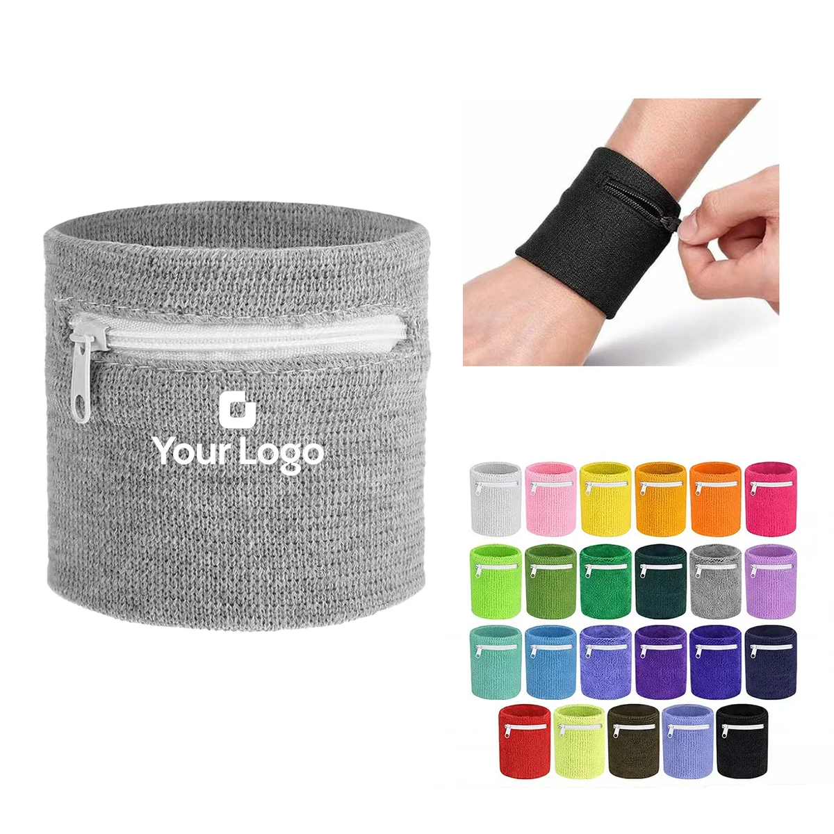 Custom Zipper Sports Towel Wristbands Sweatband 1