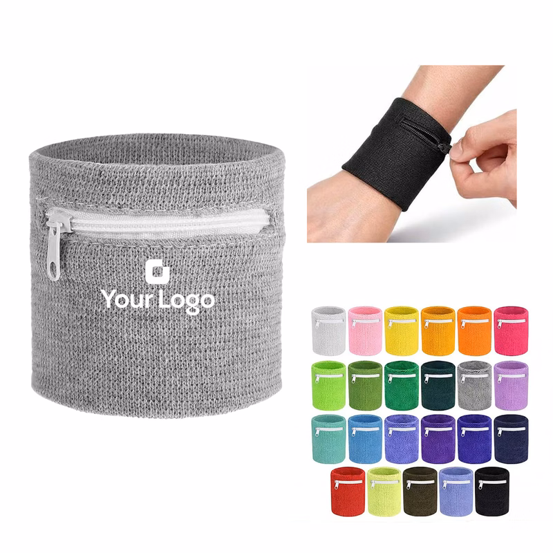 Custom Zipper Sports Towel Wristbands Sweatband