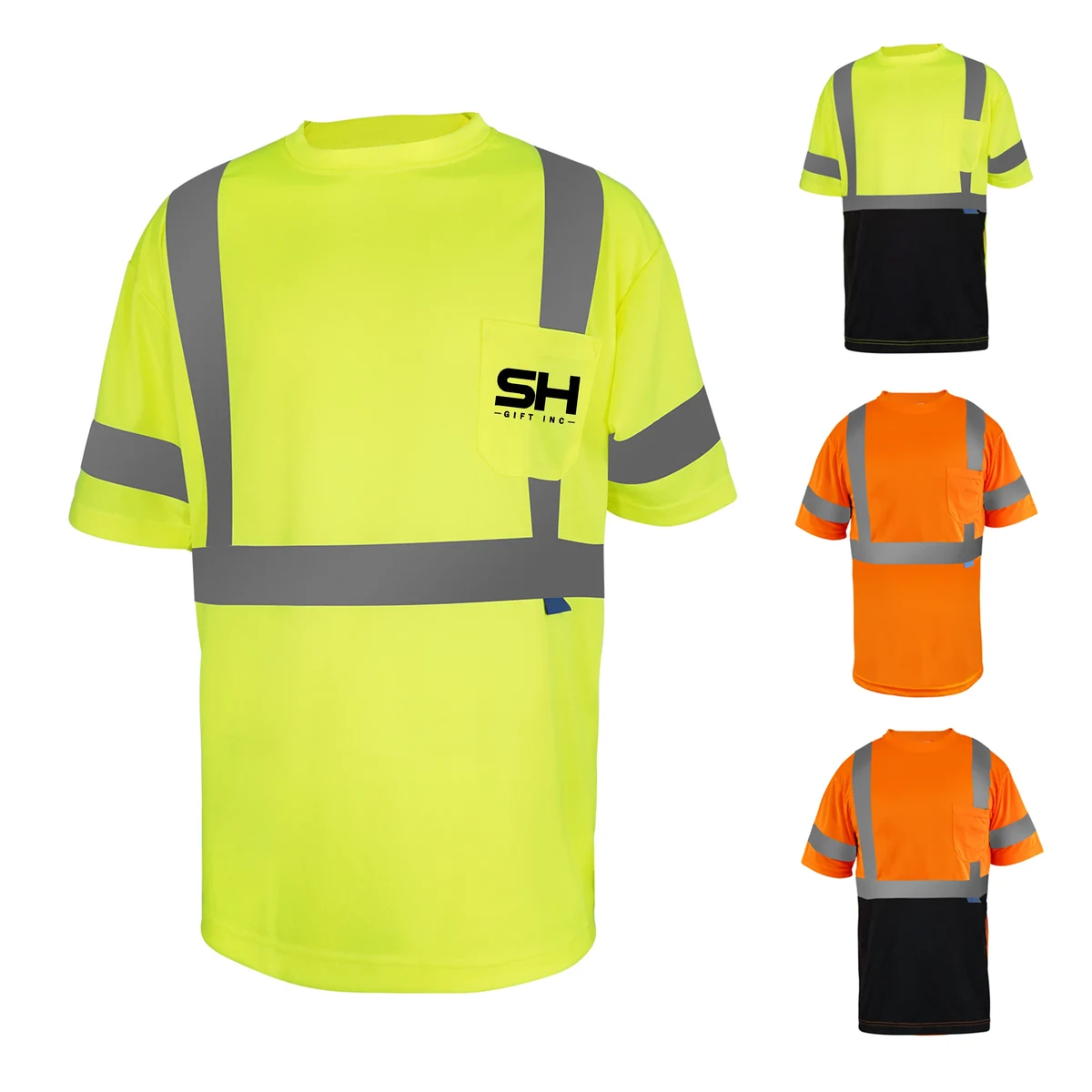Quick Dry Safety T Shirts with Reflective Strips 1