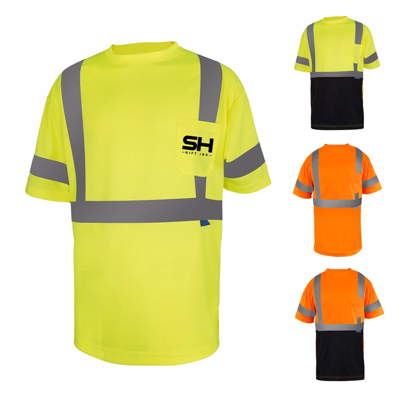 Quick Dry Safety T Shirts with Reflective Strips