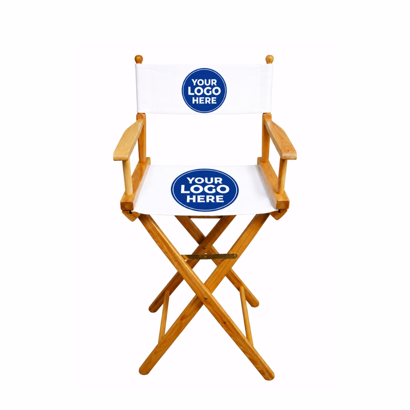 18" White Director Chair W/ Logo
