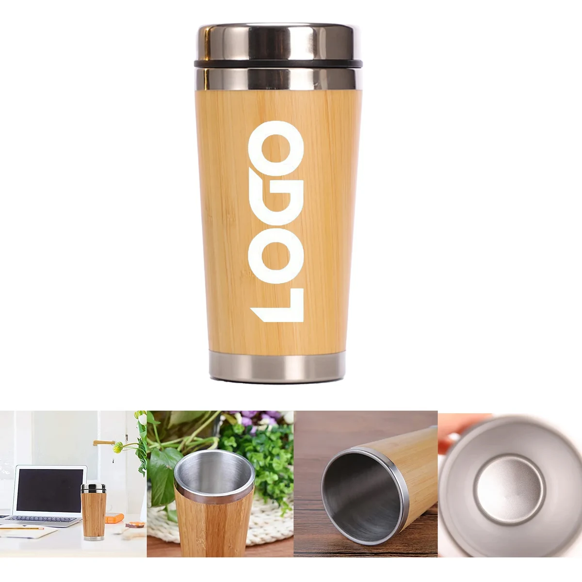 Stainless Steel Bamboo Travel Mug 1