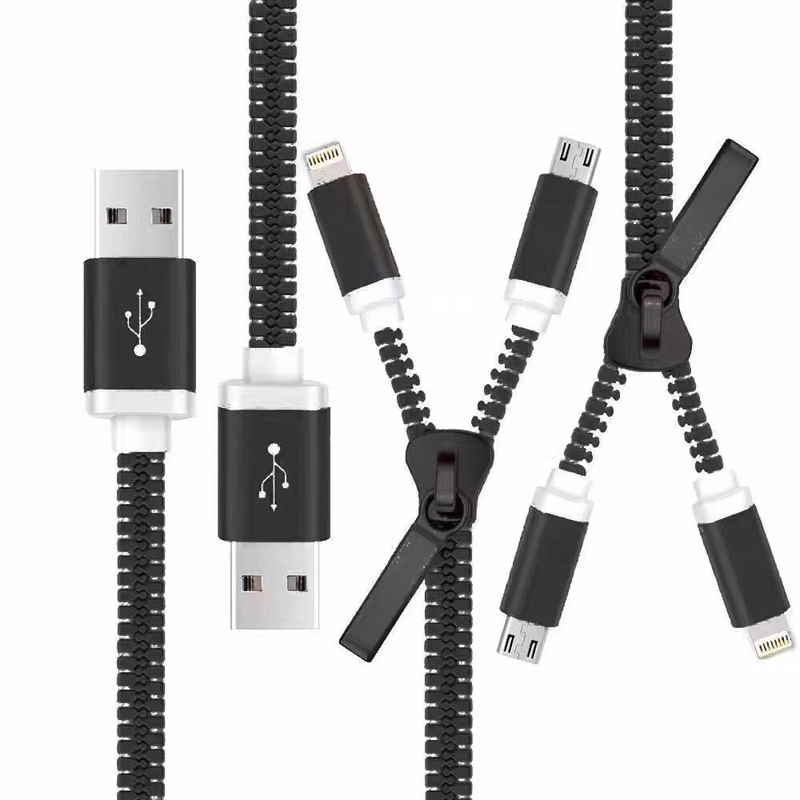 Superior 2 In 1 Zipper Charging Cables/Cord
