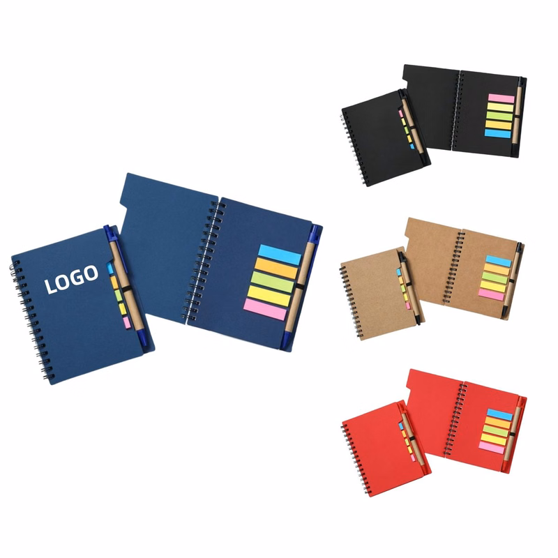 Sticky Flag Spiral Jotter Notepad W/Pen