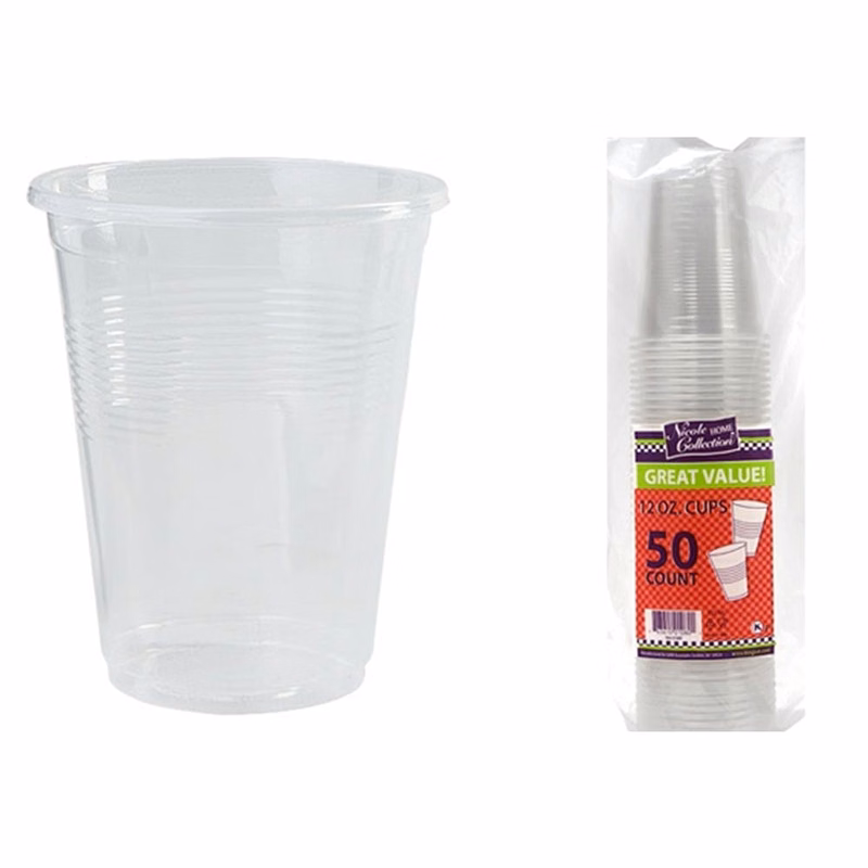 Plastic Soft Cups - Clear 12 oz 50 Pack