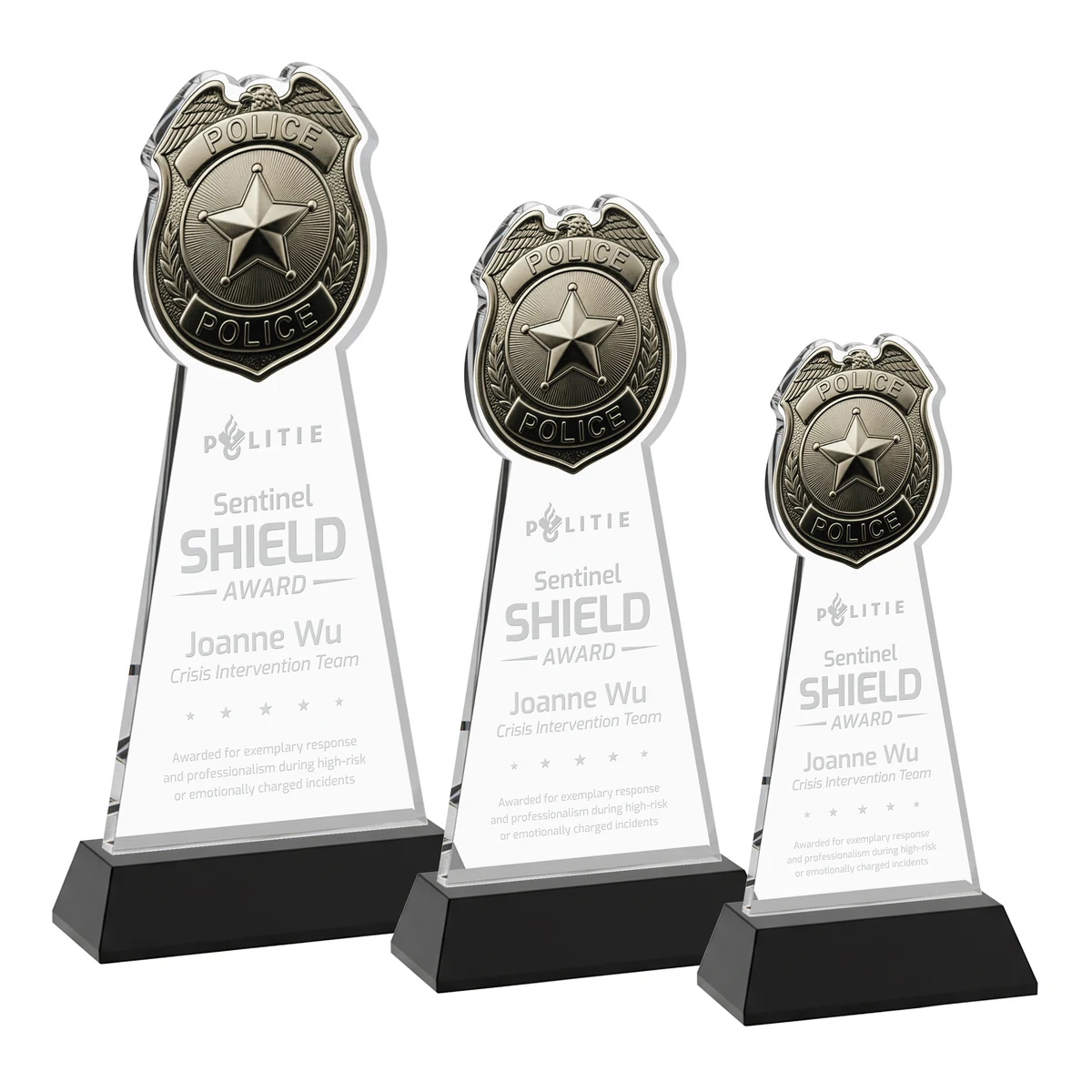 Police Badge Award on Hartford Base - Black 1