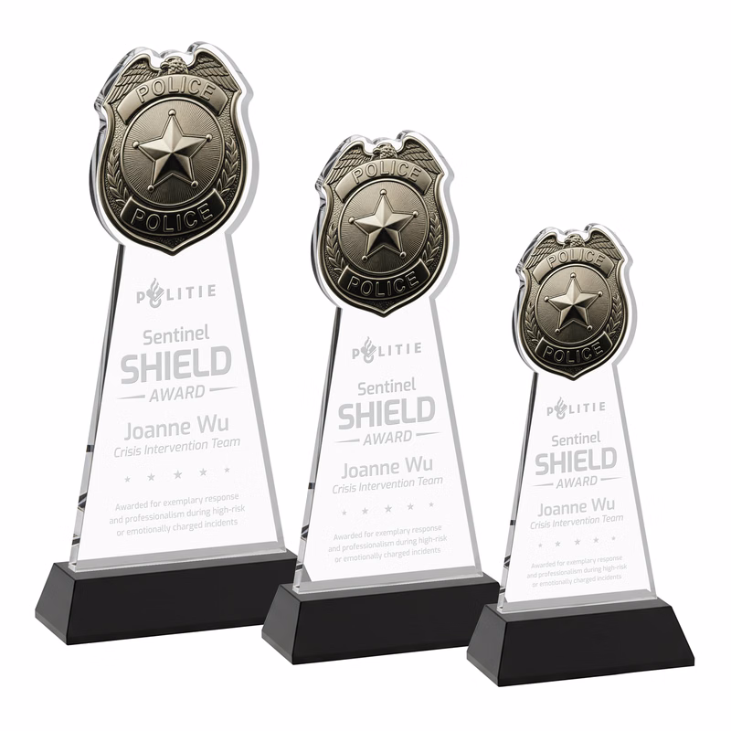 Police Badge Award on Hartford Base - Black
