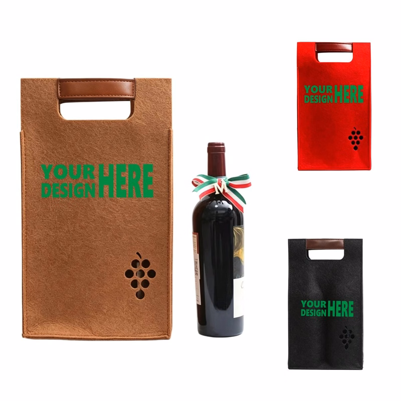 Double Bottle Felt Wine Gift Tote