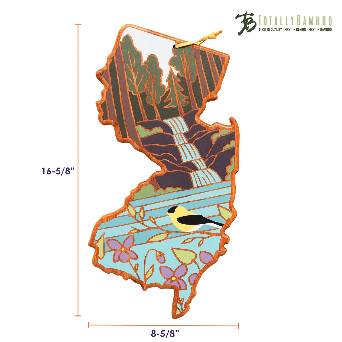 New Jersey State Shaped Serving and Cutting Board with Artwork by Summer Stokes 1