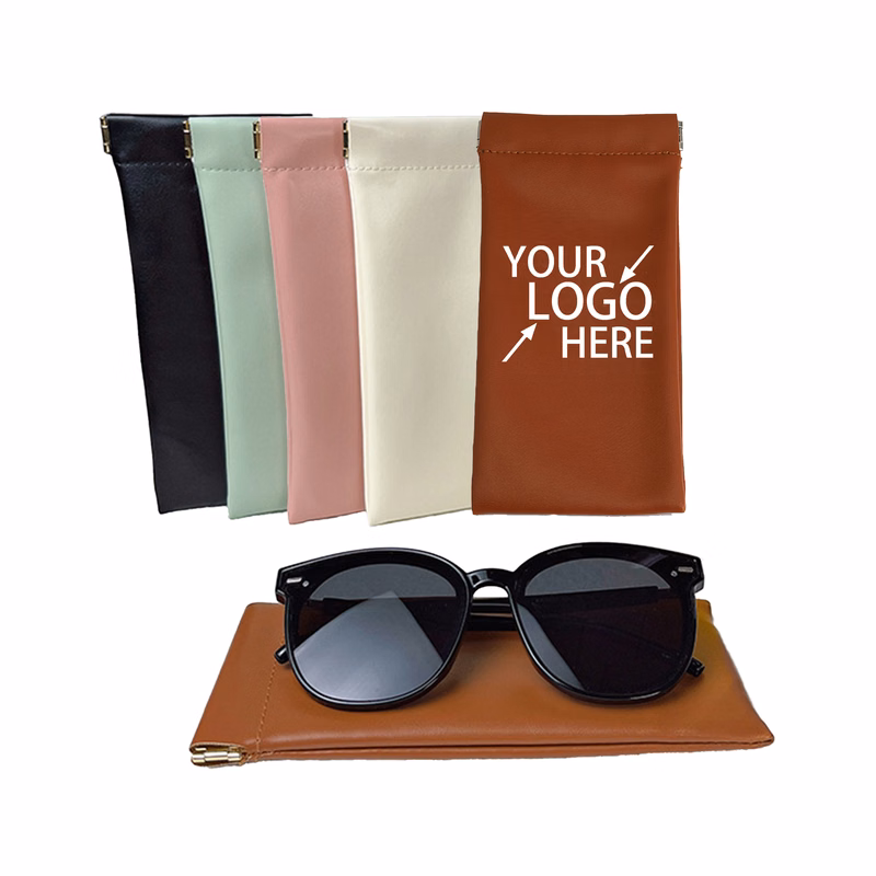 Sleek PU Leather Eyewear Case with Automatic Snap