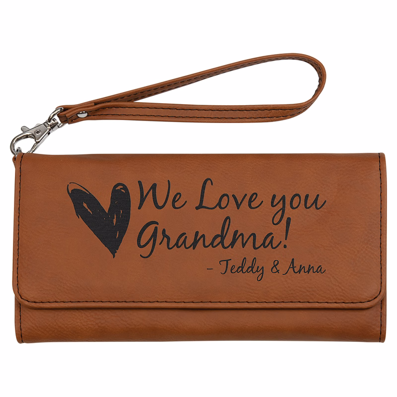 7 1/2" x 4" Rawhide Leatherette Wallet with Strap