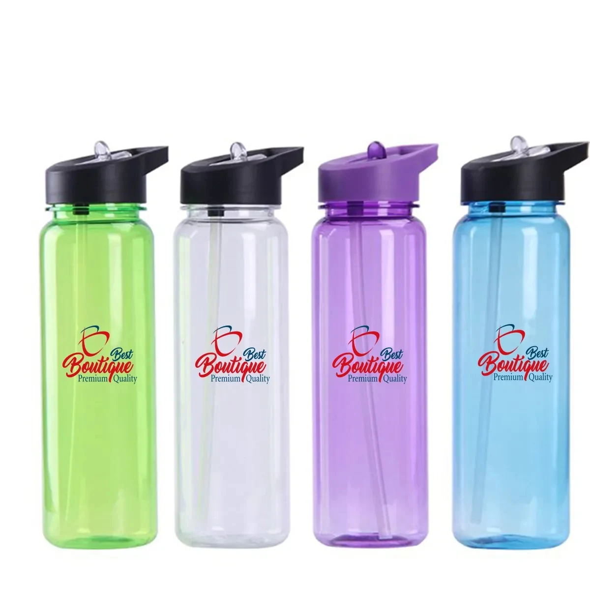 Sport Portable Translucent Water Bottle With Flip Straw 1