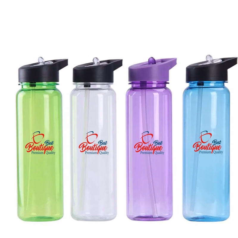 Sport Portable Translucent Water Bottle With Flip Straw