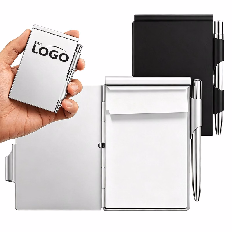 Mini Aluminum Alloy Cover Notebook With Pen
