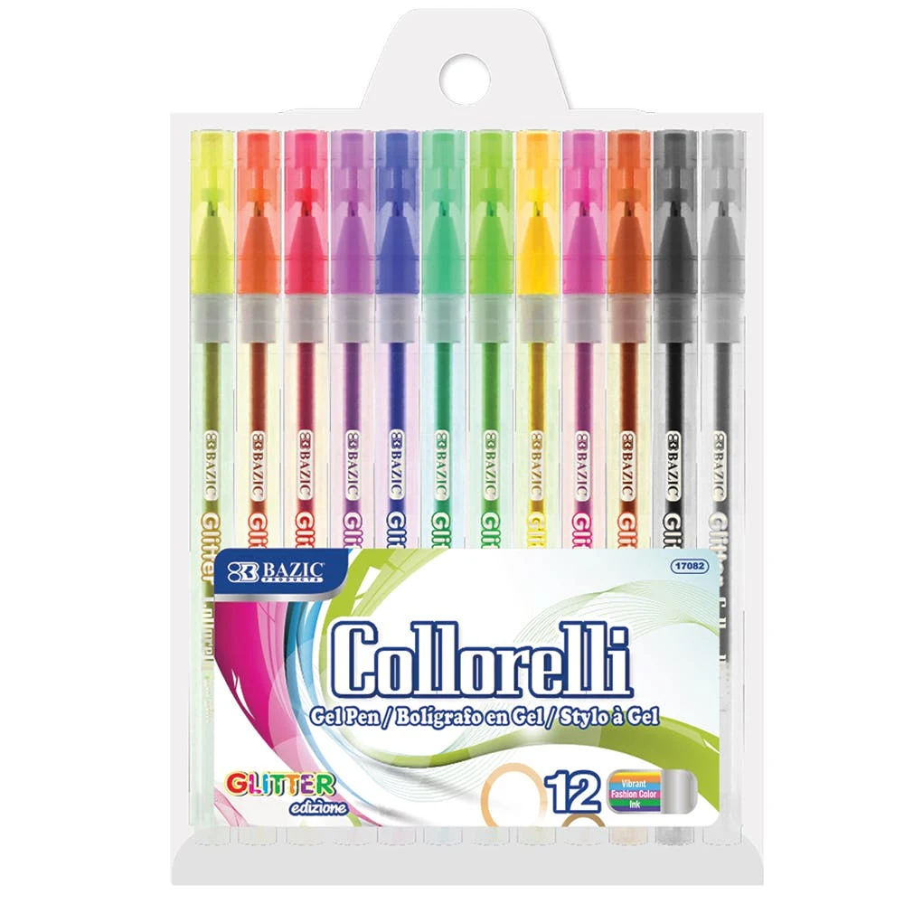 Gel Pens - 12 Count Assorted Glitter Colors 1