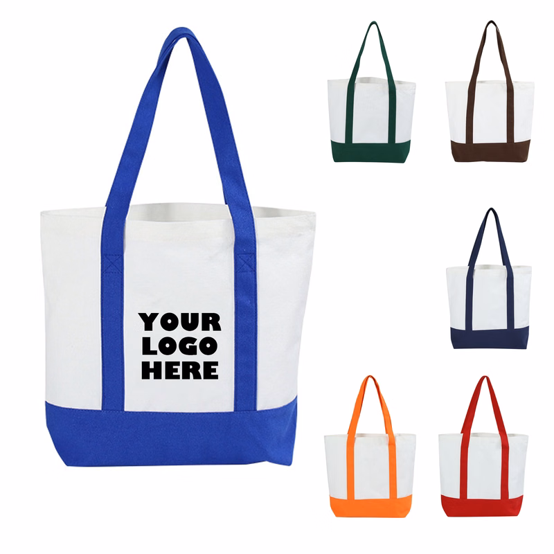 Paneled Canvas Tote Bag