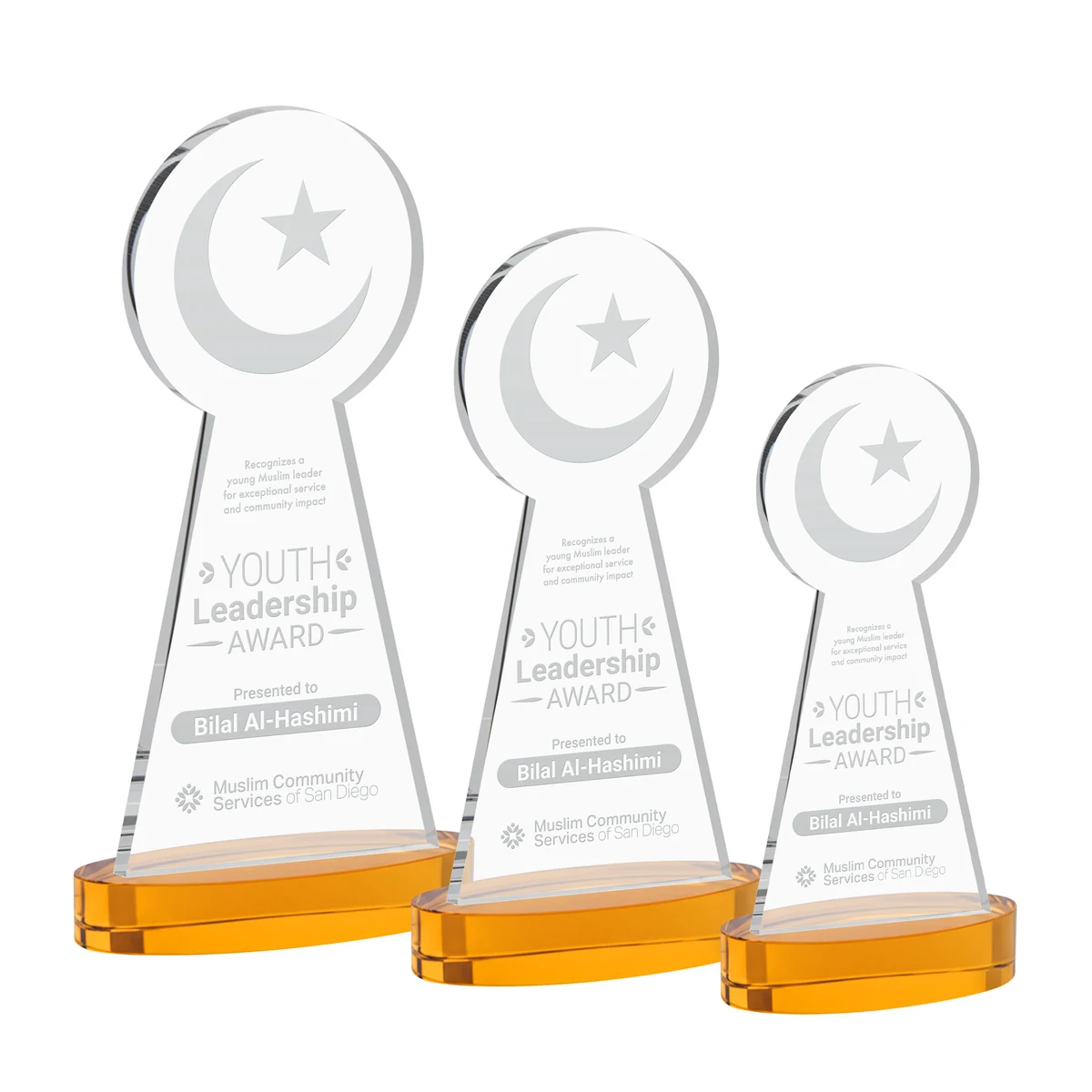 Crescent & Star Award on Alberton Base - Amber 1