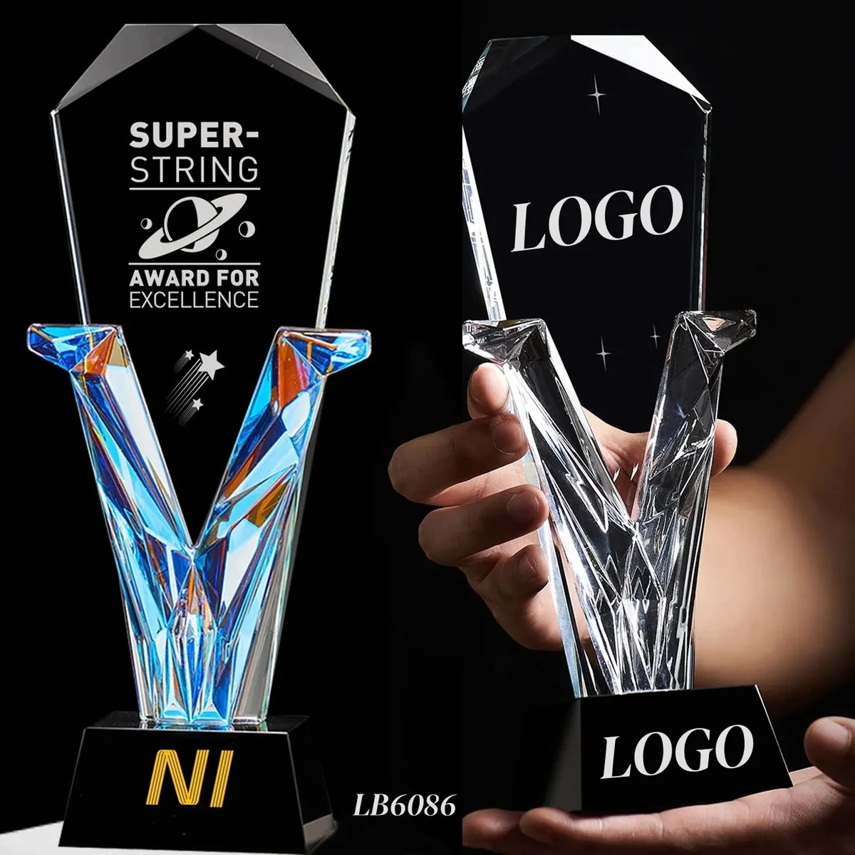 Sparkling Rainbow Crystal Throphy Award Engraved Gifts 1
