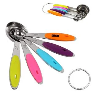 Stainless Steel 5 In 1 Measuring Spoons Set With Silicone Handles 1