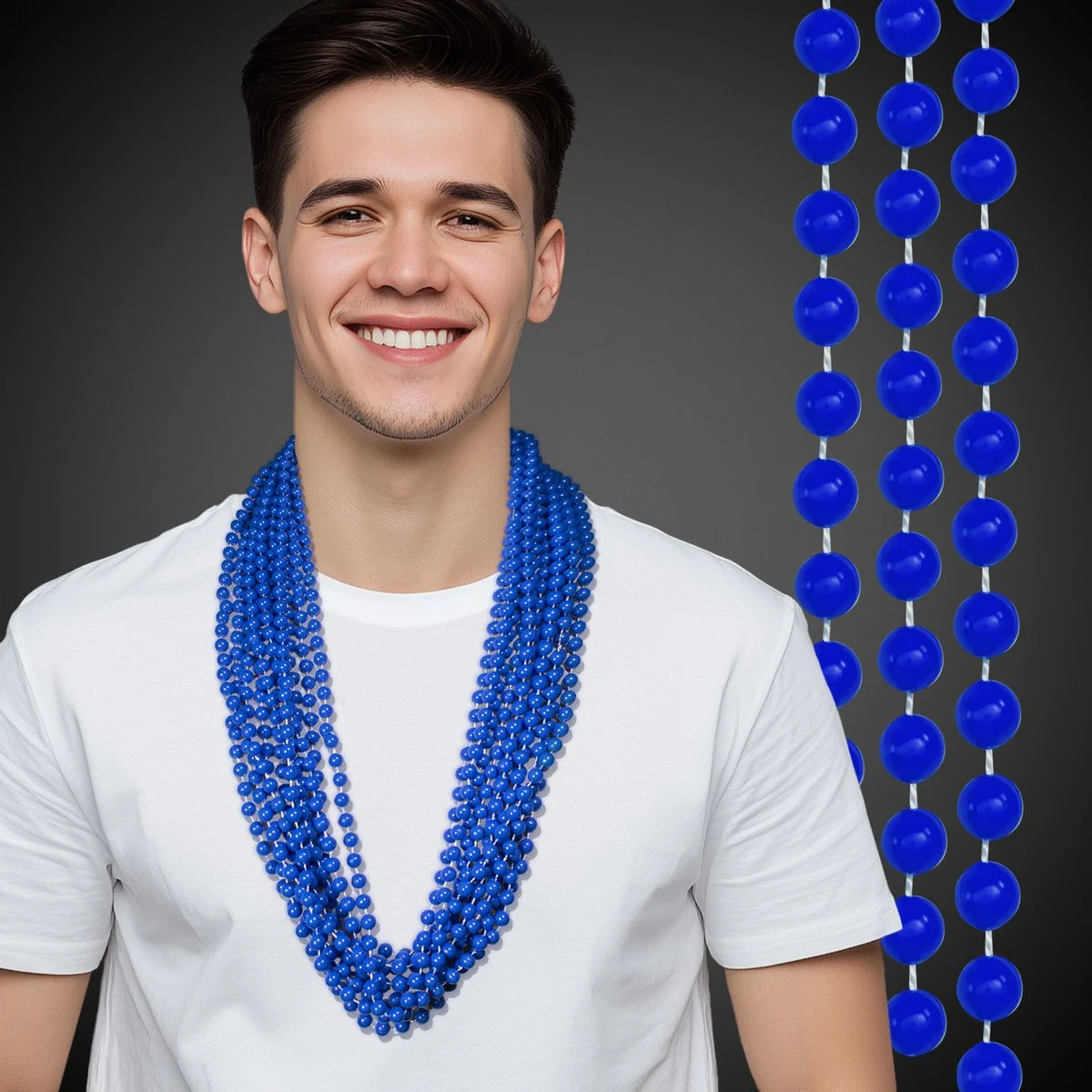 Solid Blue Beaded Necklace 1