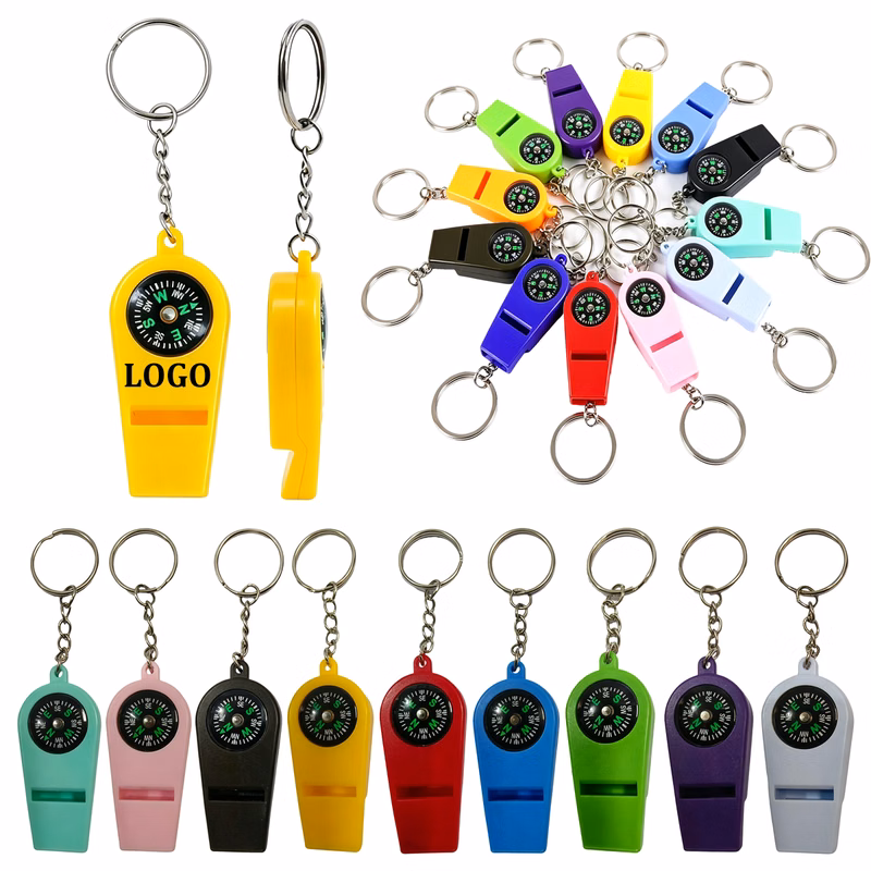 Mini Carabiner Keychain With Compass And Whistle Survival Whistle