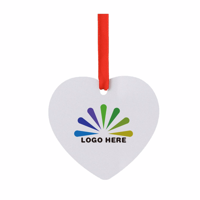 MOQ50 Custom Heart-Shaped Aluminum Christmas Ornament