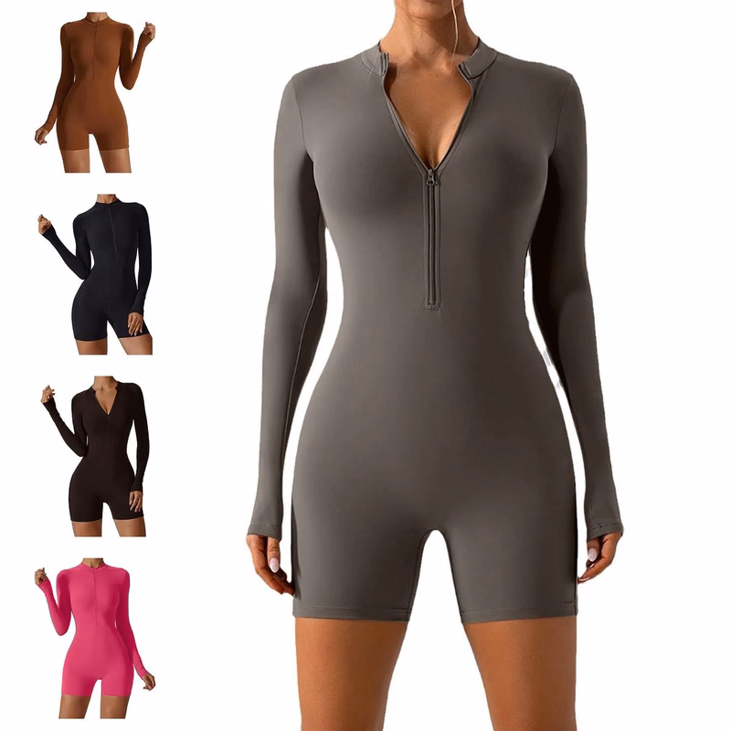 Zip Up Long Sleeve Jumpsuit