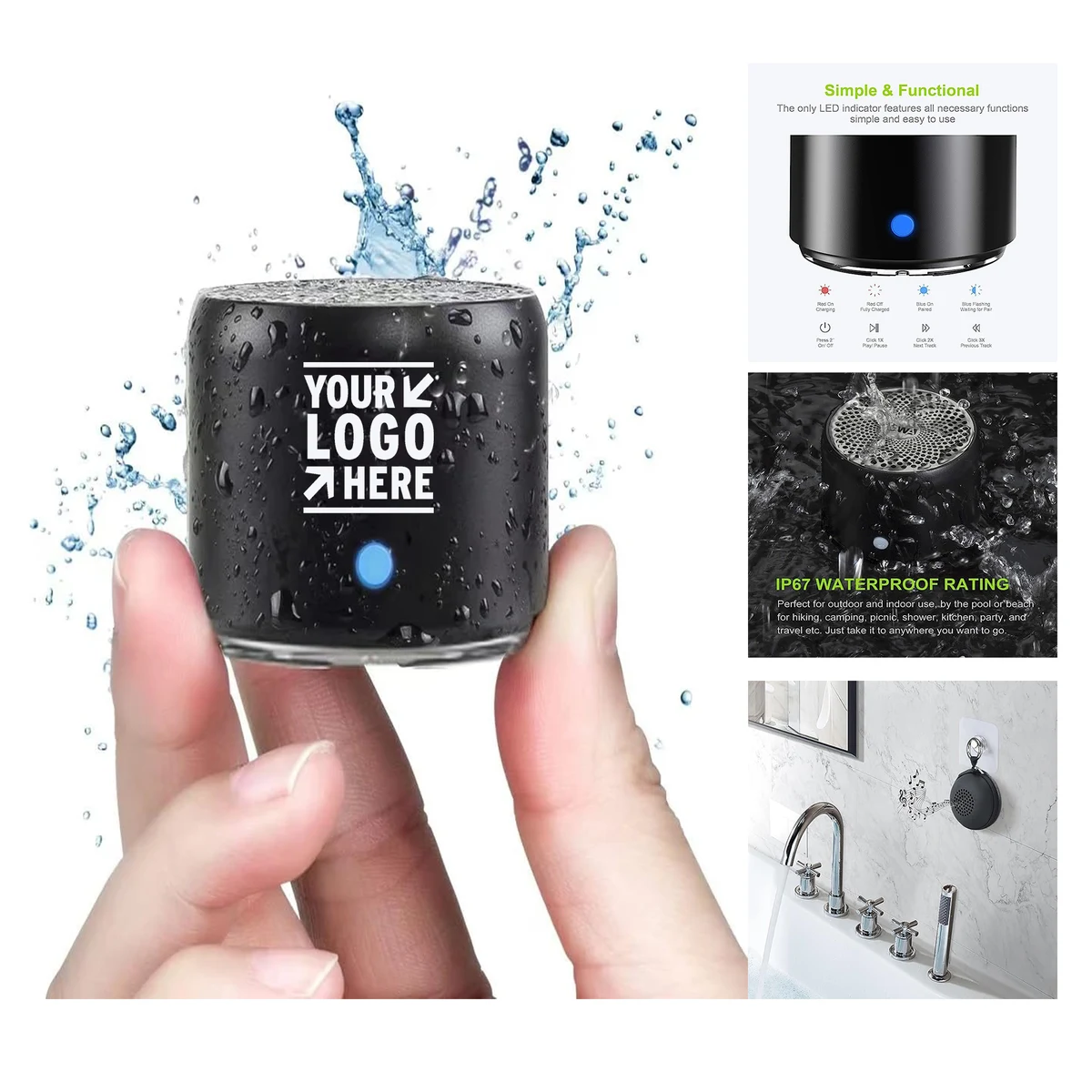IP67 Waterproof Brief Design Custom Bass Radiator Travel Case Packed Portable Bluetooth Speaker 1