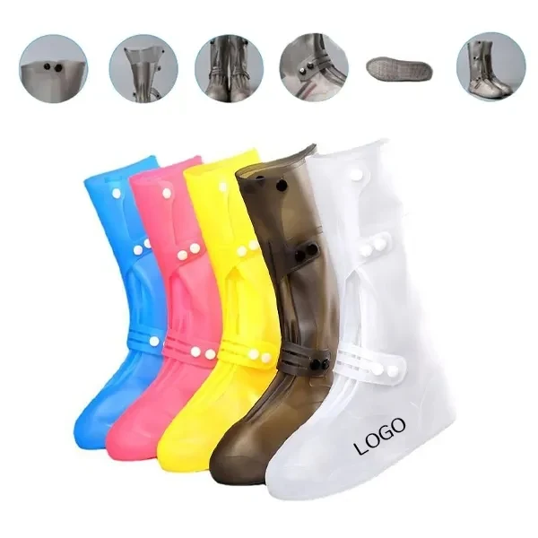 High-Cut Waterproof Shoe Covers with Triple Buckle Design 1