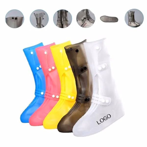 High-Cut Waterproof Shoe Covers with Triple Buckle Design