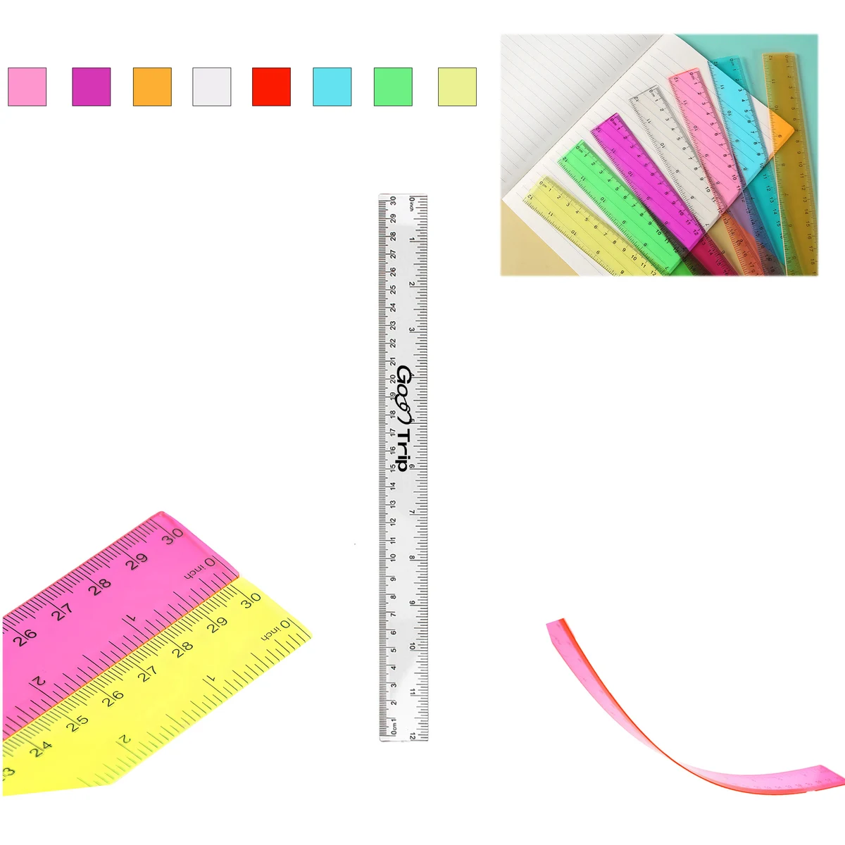12" Colorful Plastic Ruler 1