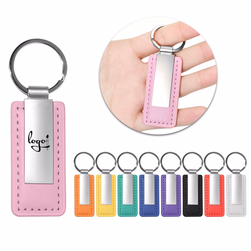 PU Leather Metal Plate Keychain