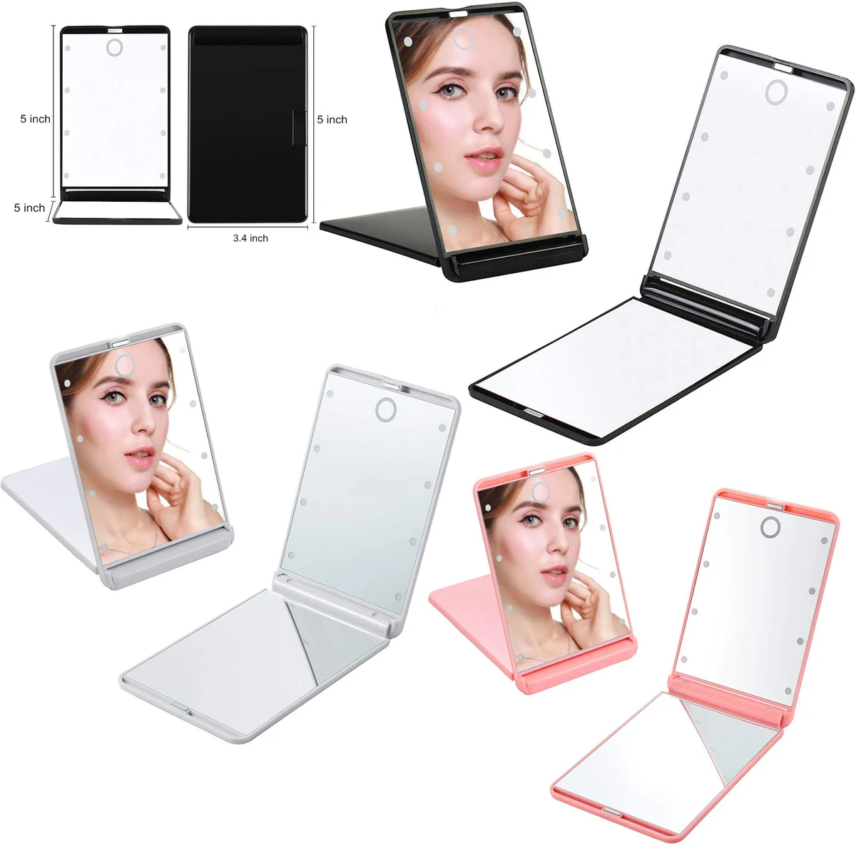 Portable LED Lighted Makeup Mirror with 8 Dimmable Led Lights 1