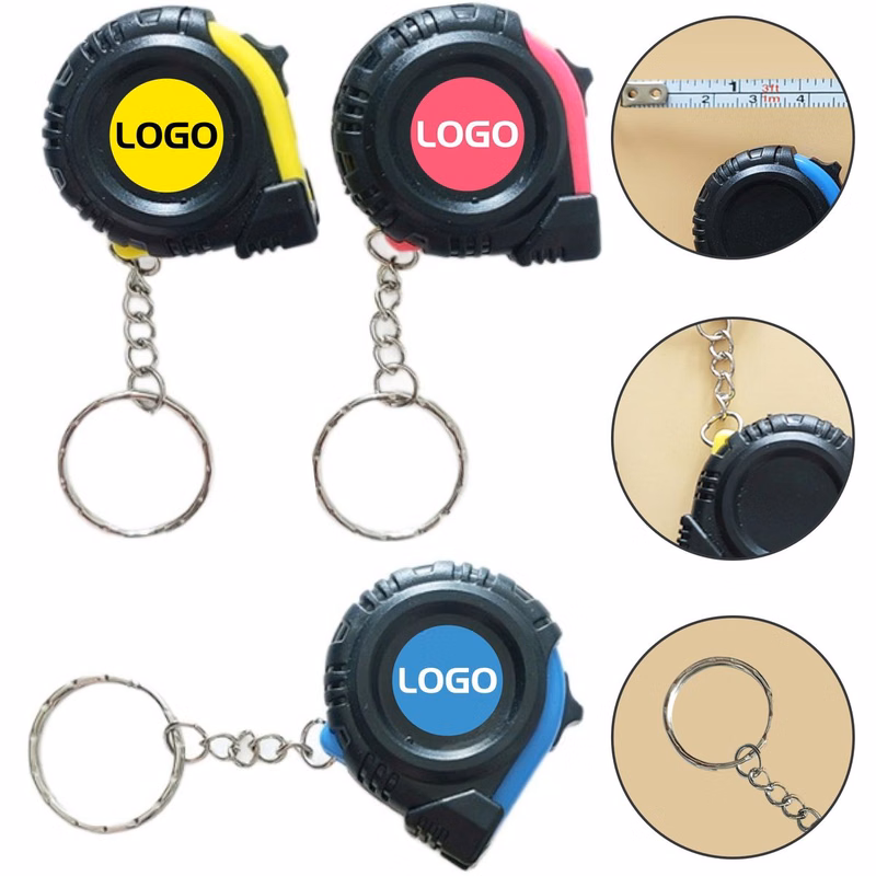 3ft Mini Steel Tape Measure Keychain, Rubber Grip