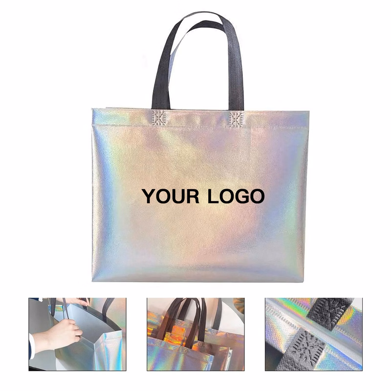 Durable Non Woven Glitter Tote for Events and Stores